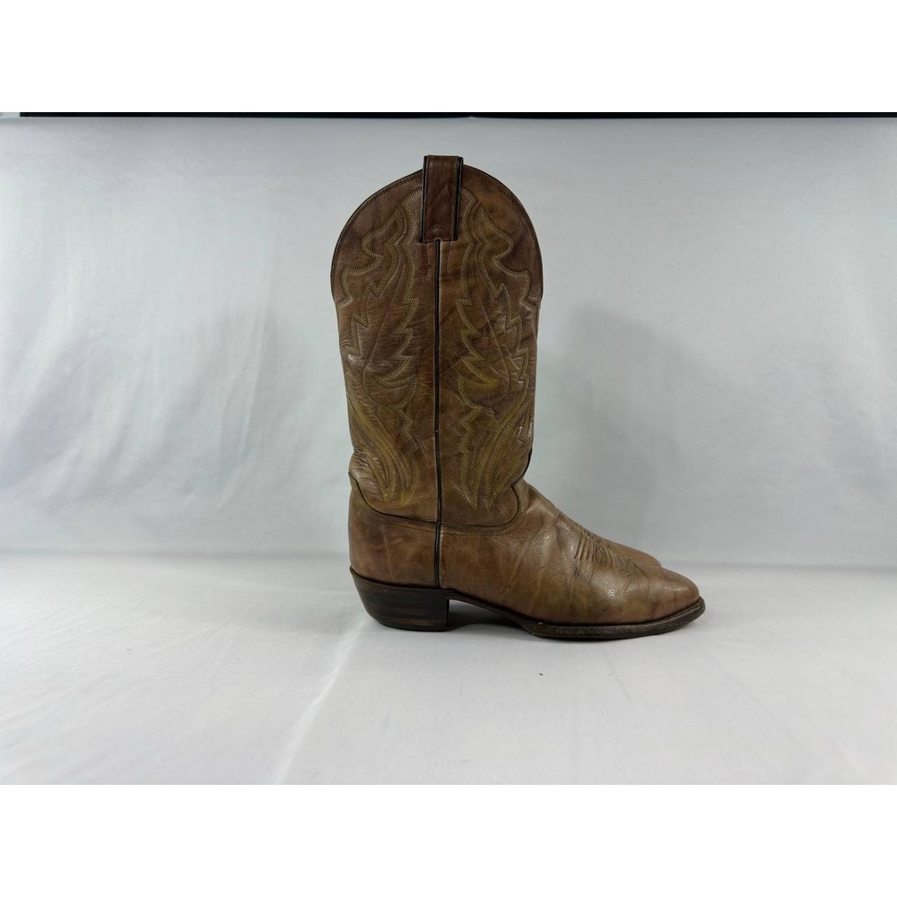 Vintage Justin Made in USA Brown Leather Cowboy Boots Men's 8 D Western Patina
